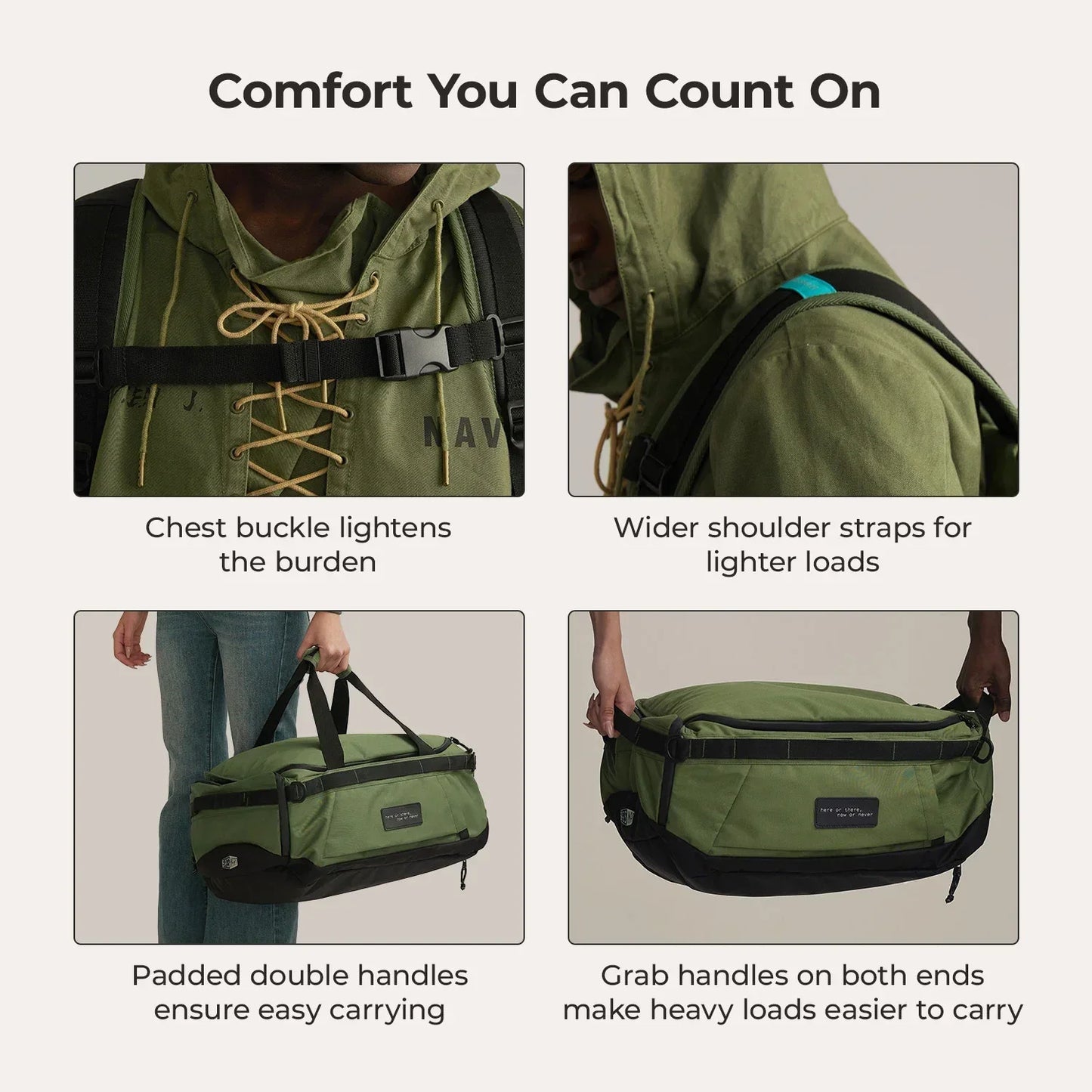Paz 43L Carry On Travel Duffle Backpack