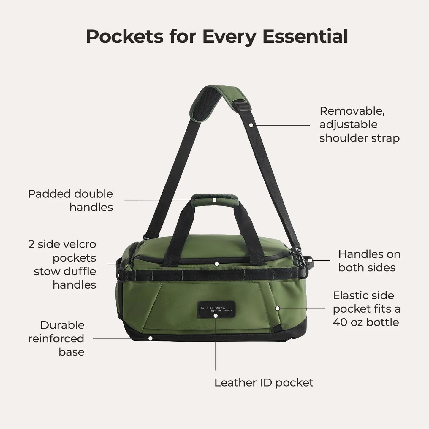 Paz 43L Carry On Travel Duffle Backpack