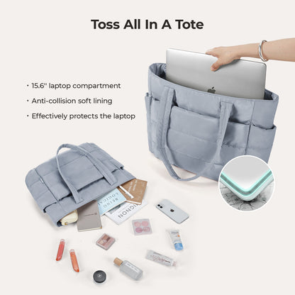 20L Puffy Tote Bag with 15.6" Laptop Compartment