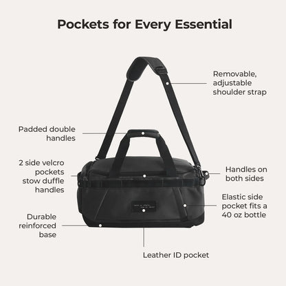 Paz 43L Carry On Travel Duffle Backpack